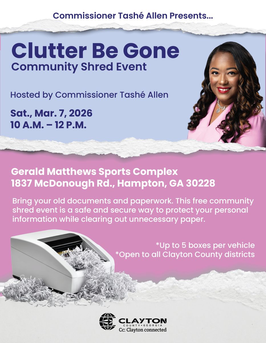 Community Shredding event flyer March 7, 2026